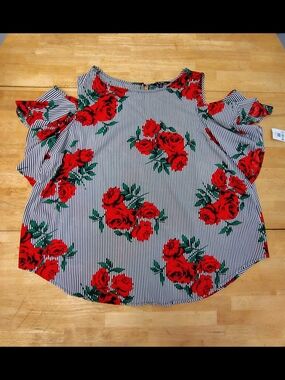 Floral Rose Stripe Women’s Blouse